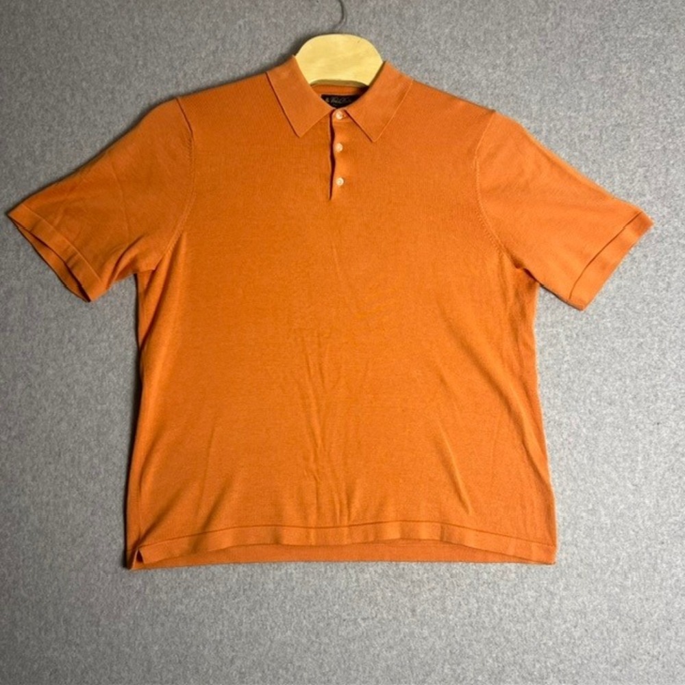 Brooks Brothers Men's Orange Pima Cotton Short Sleeve Polo Shirt‎ Size Large